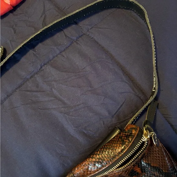 Clare V. Embossed Brown Snakeskin Leather Belt Bag - Picture 6 of 7